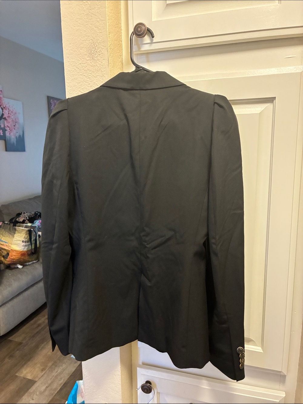 Zara black one button blazer with gathered shoulders- freshly dry cleaned - Picture 9 of 15